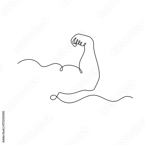  Human arm bicep icon continuous one line drawing outline vector illustration