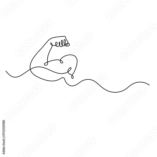  Human arm bicep icon continuous one line drawing outline vector illustration