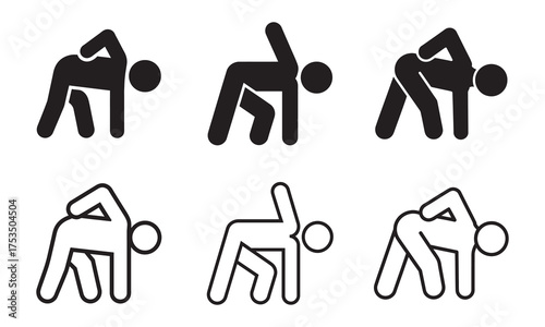 Yoga Pose Icons Set Simple Exercise and Stretching Illustrations Collection, vector illustration