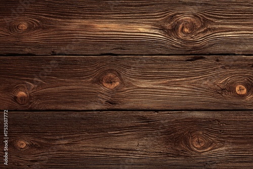 Wallpaper Mural Close-up image of aged, dark brown wood planks, showing grain, knots, and texture detail Torontodigital.ca
