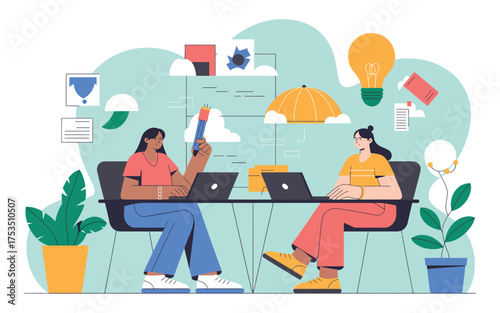 Diverse team collaborating in a bright modern inclusive workplace environment