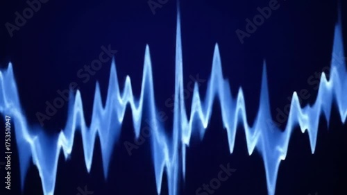 Abstract blue sound wave visualization on dark background