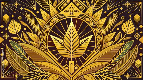 clean poster with intricate maximalist gold leaf.