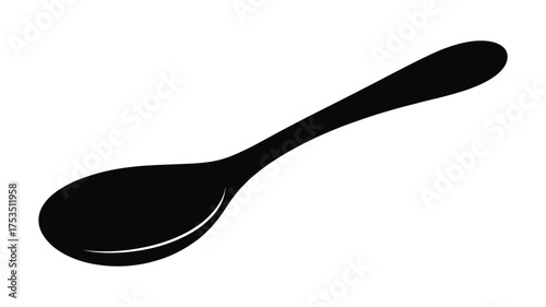 Simple black silhouette of a teaspoon isolated on a white background