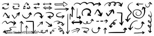 Simple Hand-Drawn Arrow Set Black Vector