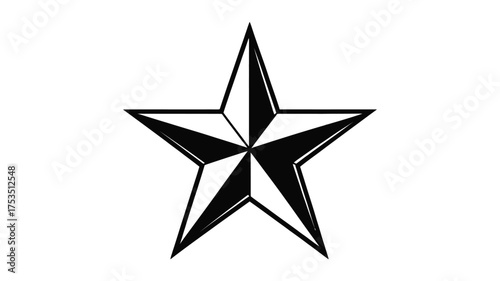 Classic nautical star tattoo design with bold black outline and white fill