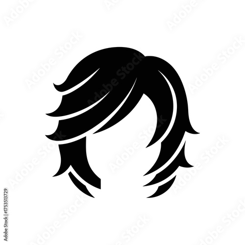 Stylized black silhouette of a woman s hairstyle isolated on white background silhouette