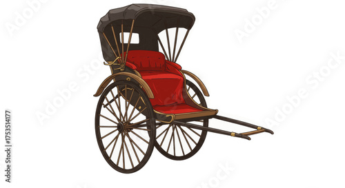 Traditional Japanese Rickshaw for Passenger Transport, Illustration