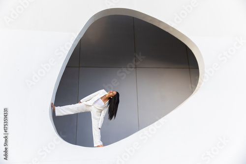 Businesswoman in modern urban architecture