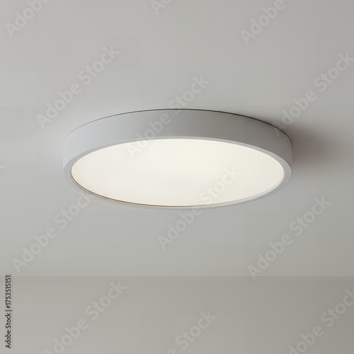 Minimalist Round LED Flush Mount Ceiling Light Fixture on a White Ceiling