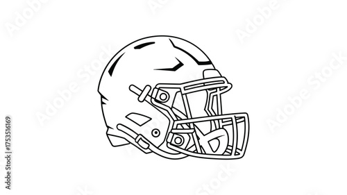 Simple line drawing of an american football helmet on a white background