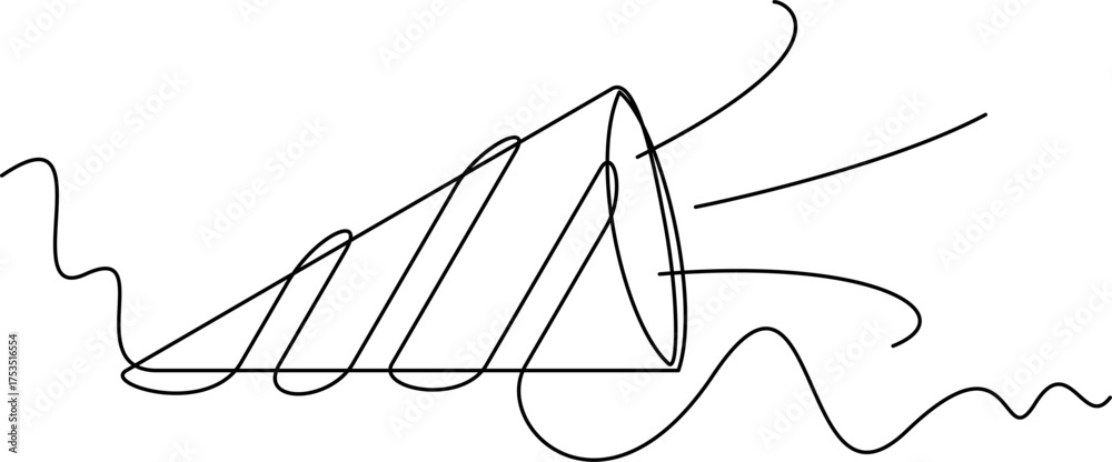 Fototapeta premium one line art Birthday Trumpet vector illustration. line art, one continuous line, simple, hand drawn and sketch style. for icons, symbols, signs or logos. PNG
