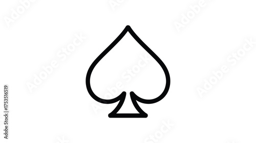 Simple outline of a spade playing card suit symbol on a white background