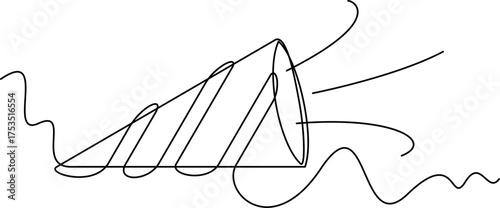 one line art Birthday Trumpet vector illustration. line art, one continuous line, simple, hand drawn and sketch style. for icons, symbols, signs or logos. PNG