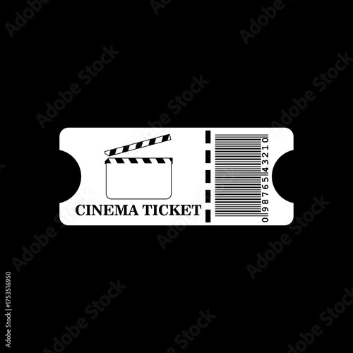 Cinema ticket icon isolated on black background