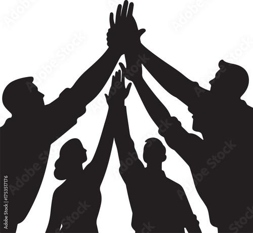 People high five celebration teamwork success vector