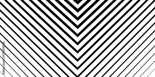 Minimal Black and White Background with Arrow Pointing Right. Striped Transition from Black to White Abstract Strict Lines. Simple Pattern. Vector Illustration.