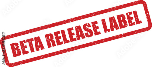 Red rectangular grunge stamp with beta release label text for software development indication