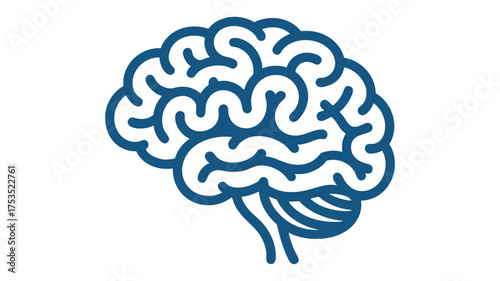 Stylized blue outline of a human brain