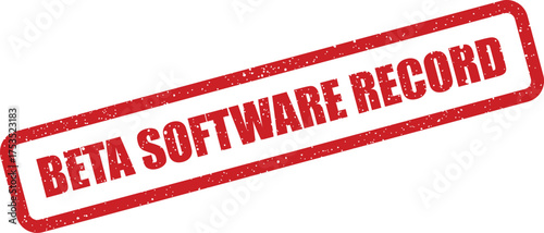 Red rectangular grunge stamp with BETA SOFTWARE RECORD text, indicating an early development phase for documentation