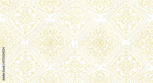 Abstract delicate golden pattern with geometric shapes and light effects, isolated on white background