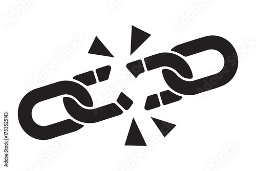 Breaking the chains of slavery, a sign of freedom. Flat design. one line Icon drawing with white background