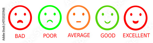 feedback rating scale with smiley face - bad to excellent