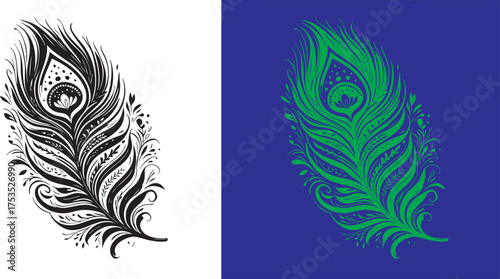 Abstract Black and White Floral Design Element in Upper Right Corner