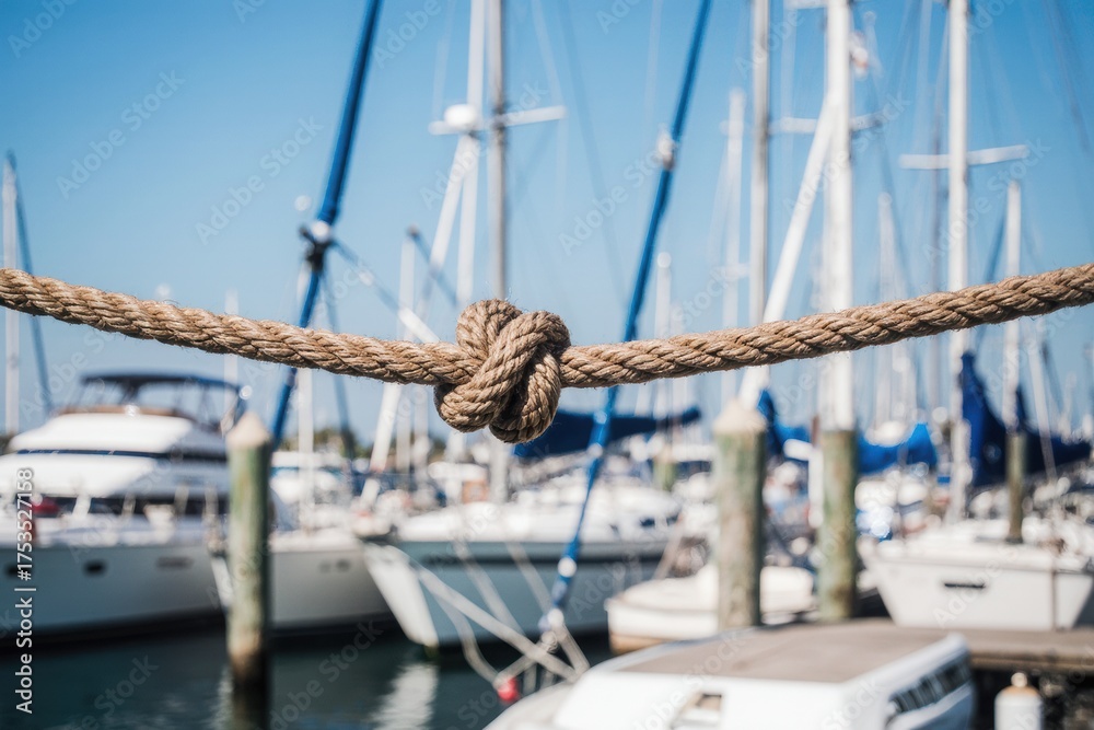 Obraz premium Boat rope. Detail of a white rope