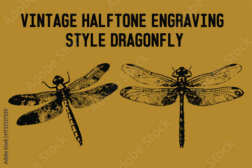 Retro halftone Dragonfly stipple effect vector illustration. grunge punk y2k collage design. Vector illustration in stipple halftone brutalist retro design for vintage banner