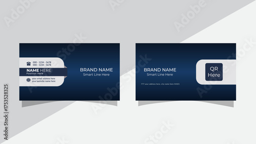 Professional Blue Corporate Business Card Template. Clean and Simple Identity Card Design.