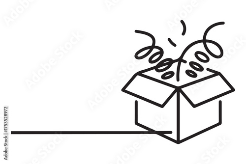 Surprise box. Prank box icon. Line design. one line Icon drawing with white background