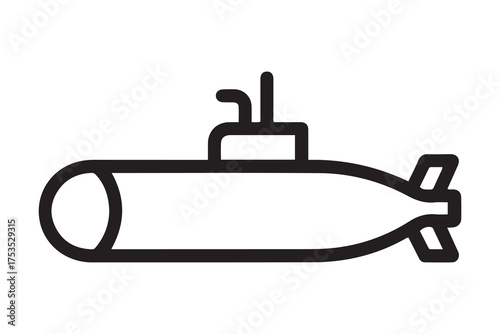 submarine Flat design. one line Icon drawing with white background