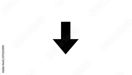 Free Download A simple downward-pointing arrow in black, centered against a clean, white background. The arrow's design is straightforward - GFXLoad