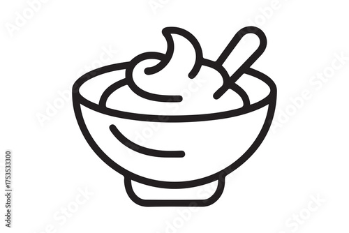 aioli icon. Thin linear style design. one line Icon drawing with white background