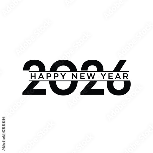 Happy new year 2026 bold text celebration design vector