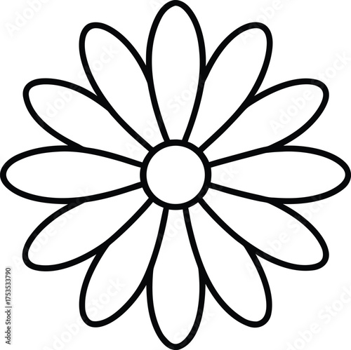 Minimal Daisy Flower Flat Icon on White Background