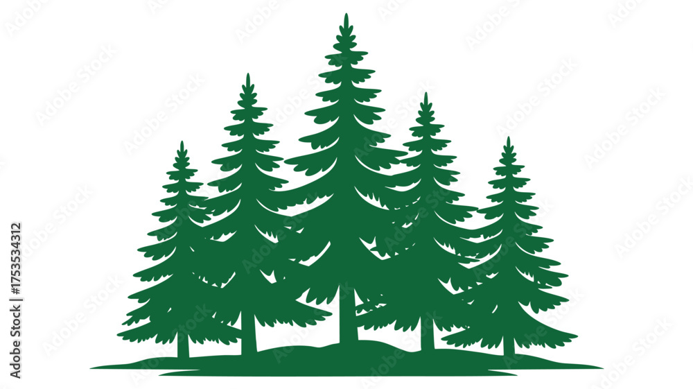 Obraz premium Green pine trees forest emblem logo design nature landscape