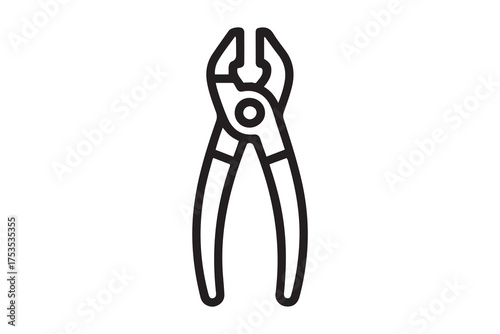 crimpers icon. Thin linear style design. one line Icon drawing with white background