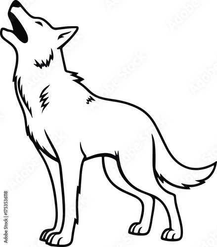 Lone Wolf's Cry: An evocative illustration of a wolf howling towards the sky. The stark black and white creates a sense of primal wilderness.