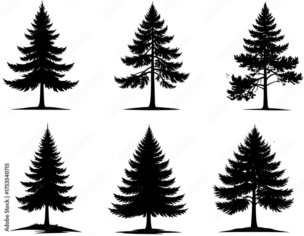 Fototapeta premium Illustration vector set of trees