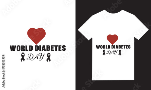 World diabetes day awareness t shirt design with heart and ribbon