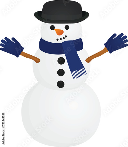 Snowman with hat and scarf. vector illustration