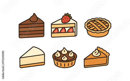 Sweet treats: delicious cake and pie icons for dessert lovers