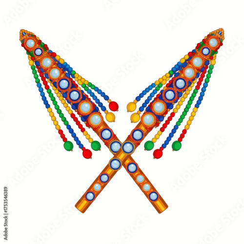 Vibrant Dandiya sticks for Navratri festival celebrations with colorful beads, perfect for cultural event promotions and dance performances, festive energy
