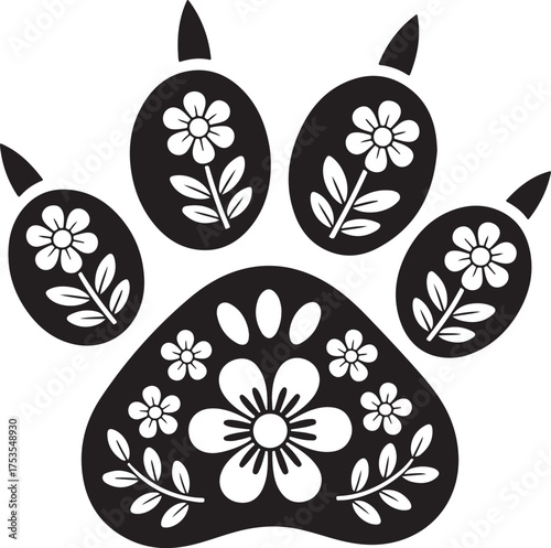  Floral Paw Print SVG 