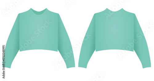 Women blue crop sweater. vector illustration	