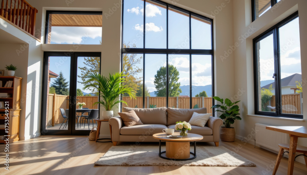 Fototapeta premium Transforming a modern living space home refurbishment process urban residence interior design bright environment cozy viewpoint