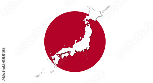 Map of Japan superimposed on the national flag, symbolizing Japanese culture and identity