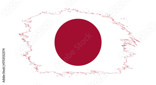 Japanese Flag illustration in a brush stroke style, symbolizing the nation and its heritage